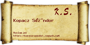 Kopacz Sándor névjegykártya