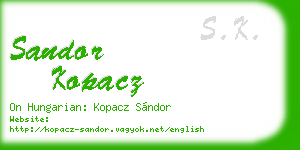 sandor kopacz business card